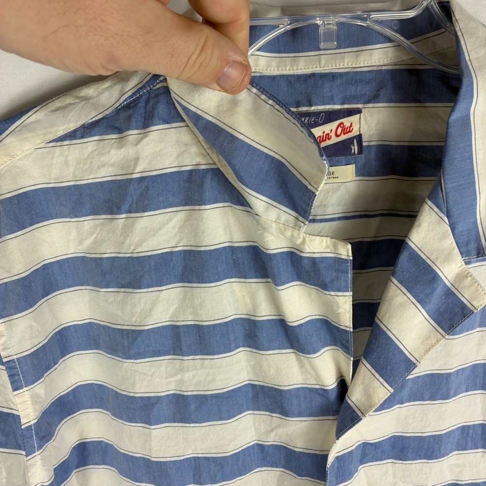 Johnnie-O Hangin Out Shirt Mens Large Laguna Blue Striped Cabana Golf Active - Picture 8 of 11